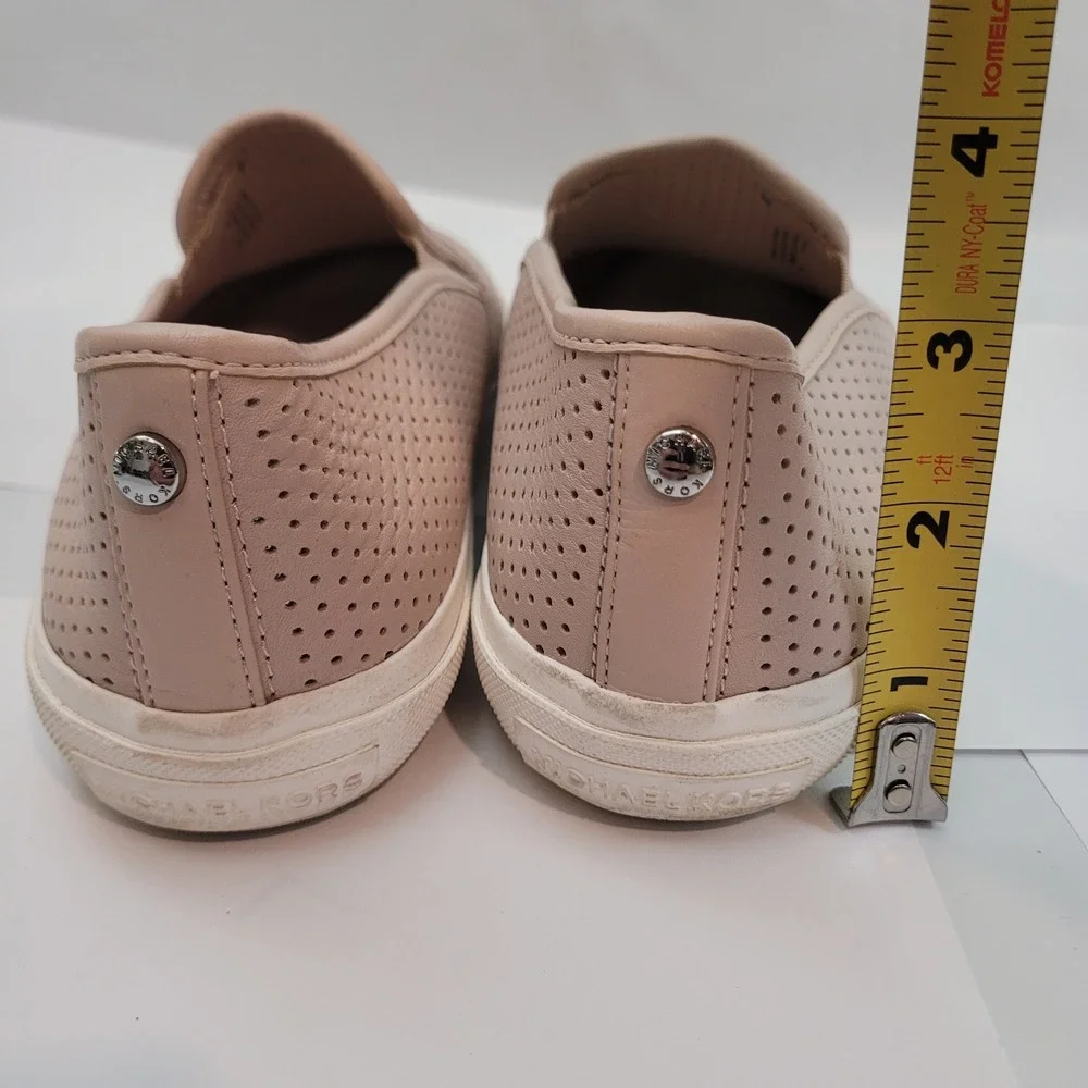 Michael Kors Keaton Slip-On Sneakers Womens 8M Pink Perforated Leather Excellent